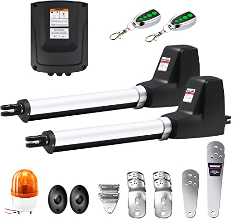 TOPENS AT602 Dual Swing Gate Opener Medium Duty Automatic Gate Motor for Double Swing Gates Up to 5.5m per Arm, Electric Driveway Gate Operator AC Powered with Remote Control, Beacon and Photo Sensor