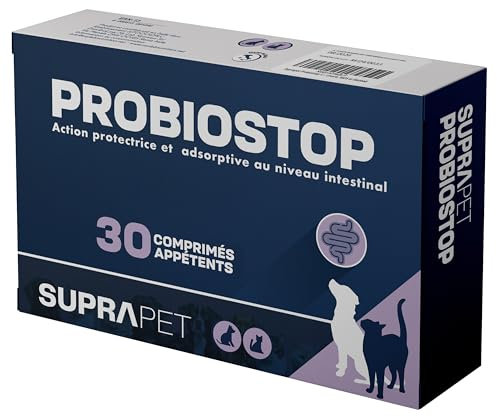 Suprapet Probiostop Probiotici Cane e Gatto 30 compresse - Contrasta la Diarrea ed i Disturbi della Digestione - Supporto per Flora Batterica dell'Intestino