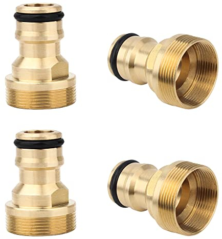 Pamtns 4 Pezzi Adattatore Rubinetto Canna Acqua Universale Connettore Rubinetto Tubo da Giardino in Ottone Adattatore Attacco Rapido per Ugello Adattatore Filettato Femminile e Maschio per Cucina