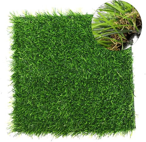 Artificial Grass Mat, 1x1m Realistic Astro Turf Roll Fake Grass with Drainage Holes, Perfect for Pet Patio, Garden, and Indoor/Outdoor Landscape