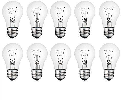 NCC-Licht Lot de 10 ampoules en forme de poire standard, claires, E27, 40W, blanc chaud, à intensité variable, 230V