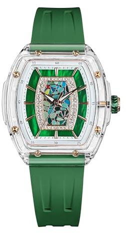 TSAR BOMBA Montre pour Femme avec Mouvement à Quartz Suisse en Verre Saphir avec Caoutchouc Fluor Design tonneau Classique Lumineux étanche à 30 m