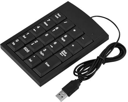 USB Numeric Keypad, Mini USB Number Pad, Portable 19 Key Number Keyboard Wired for Laptops & Desktops, Quiet Keys Ideal for Data Entry & Accounting Compatible with Windows, Linux, Android, iOS
