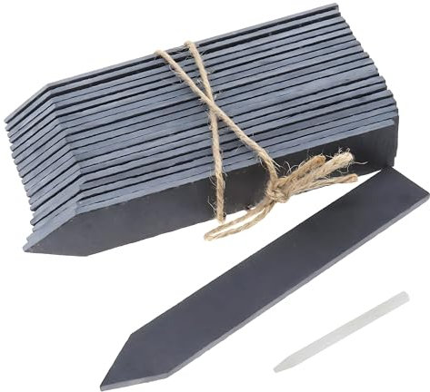 10 Stück Kräuterschilder Schiefer Pflanzschilder für Draussen Schiefer Pflanzenschilder Pflanzenstecker zum Beschriften Wetterfest Schiefertafel zum Beschriften Schiefer (20X3CM)