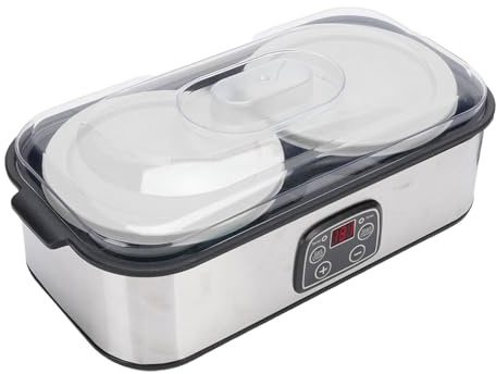 Generic Yoghurt Maker, 2L Automatisk Digital Yoghurtmaskin med Justerbar Temperatur 0-48 Timmars Tidskontroll, Rostfritt Stål Ostfruktmaskin (EU -plugg)