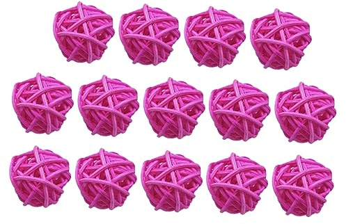 Hemobllo Bolas Decorativas de Mimbre 5Cm Adornos Colgantes de para Hotel y Oficina Rosa 15 Piezas Decoraciones de Bricolaje