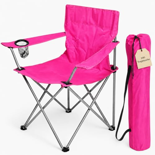 MIJOMA Chaise de camping pliante - En métal - Avec porte-gobelet et sac de transport - 100 % polyester - Environ 81 x 51 x 42 cm - Dimensions replié : 81 x 17 x 17 cm - Seulement 1,7 kg - Charge