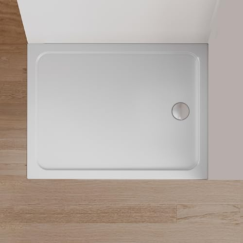 Cozynest Duschwanne 90x100cm Acryl Duschtasse Komplett Dusche 4cm Flach Rechteck für Duschabtrennung Duschkabine inkl.Ablaufgarnitur