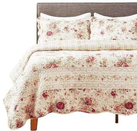 Greenland Home Antique Rose King Quilt Set, Ecru