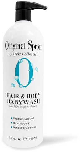 Original Sprout Shampooing et gel douche pour enfants – Gel douche pour cheveux et corps – Gel douche 2 en 1 pour adultes et enfants avec calendula, romarin, arnica et autres plantes pour cheveux