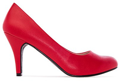 Andrés Machado - Zapatos de Tacón para Mujer - Tacón Fino - AM422 - Tallas pequeñas, Medianas y Grandes - Estilo Retro - Talla pequeño - Tejido Simil Piel Rojo - Talla EU 41