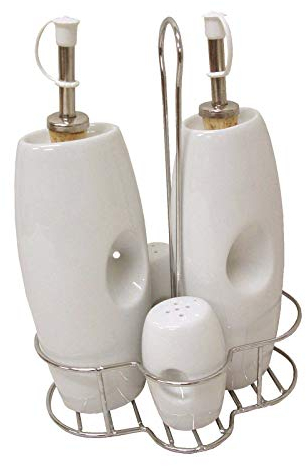 Juego ACEITERA VINAGRERA Sal SALERO Pimienta PIMENTERO Porcelana Blanco