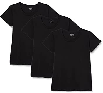 Berydale Maglietta con scollo rotondo, Donna, Nero (confezione da 3), XL