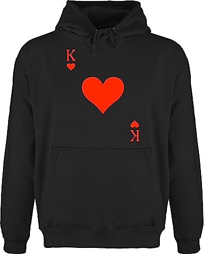 Hoodie Herren Pullover Männer - & Fasching - Herz König Spielkarte I King Queen Kartenspiel Karneval Herzkönig Spielkarte Herzkönig Karte I Poker King of Hearts - 3XL - Schwarz - Partner