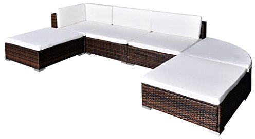 tidyard 16-TLG. Gartenlounge-Set Gartensofa Poly Rattan Loungesofa Outdoor Balkon Terrasse Sofagarnitur Gartenm?bel mit Couchtisch, Hocker, Kissen - Braun