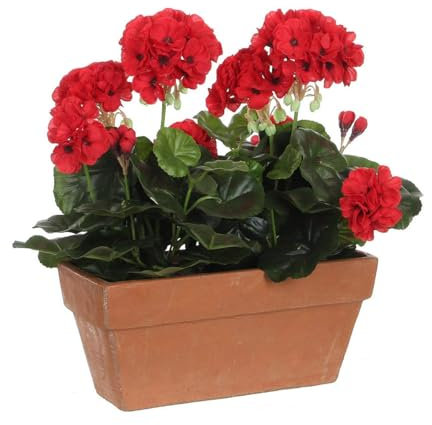 MICA Decorations Geranium Pot de Balcon Terra Rouge 29 x 13 x 40 cm