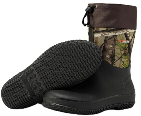 HISEA Garden Boots for Men, Mens Waterproof Rain Shoes Ankle High Neoprene Rubber Insulated Mud Resistant Rainboots Outdoor Work Boots for Yard Chore Gardening Hiking Hunting, Camo, Size 11