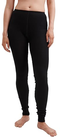 Dilling Damen Leggings Schwarz 40 Bio Merinowolle 100% Naturfaser Slim Rib Wärmend Atmungsaktiv Thermo Leggings Nachhaltige Unterwäsche - Schwarz 40
