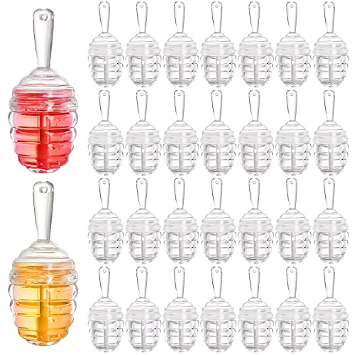 DEAYOU 30 Pack Empty Lip Gloss Wand Tubes, Honey Pots Shaped Refillable Plastic Lipgloss Containers, Mini Reusable Clear Lipstick Brush Bottles for Making, DIY Cosmetic Sample Bottles (0.2OZ/ 6ml)