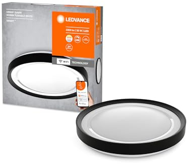 LEDVANCE ORBIS GARVIN SMART+ WiFi Leuchte Ø 48cm, dimmbare LED Deckenleuchte für den Innenbereich, 30W, Farbtemperatur von 2700-6500K, 3300 Lumen, runde Design-Lampe, weiß mit schwarzem Ring