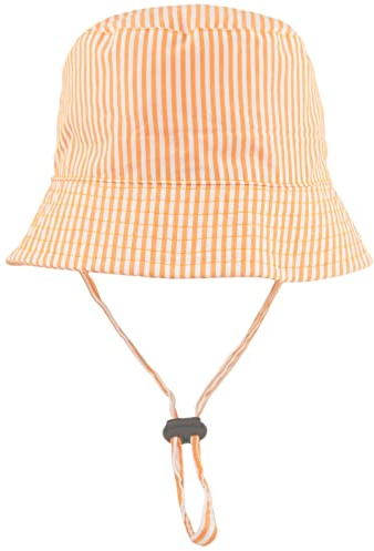 Faith & Sarah Kids Baby Sun Hat Boy or Girl - Toggle Chin Strap - Striped Baby Bucket Hats Orange 12-18 Months