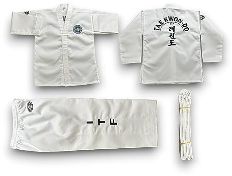 Azura ITF Taekwon-Do Dobok Set/Full Embroidery/White Belt Included/Colourbelt Uniform (170cm)