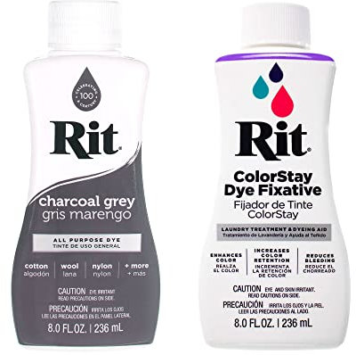 Rit Dye – 237 ml, flüssige Stofffarbe für Kleidung, Dekoration und Handwerk – Anthrazit mit Farbfixiermittel