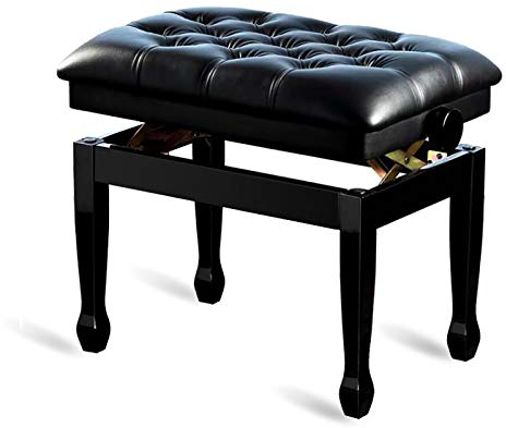 RWRAPS Piano Stool,Height Adjustable Piano Bench Single Person Piano Stool,Made of Solid Wood,Sturdy and Durable,Long Service Life (Black)