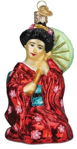 Old World Christmas Geisha Glass Blown Ornament for Christmas Tree, Handcrafted Holiday Decoration, Japanese Collection