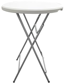 Jardin202 - Mesa Plegable Redonda 80x110cm Blanca y Negra Catering | Mesa Resina con Patas de Acero Plegable para Eventos, terraza y Camping | Unidad (Blanca)