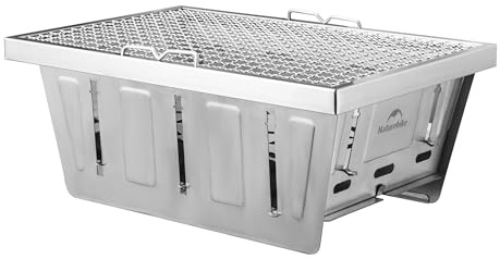 Naturehike Tragbarer Holzkohlegrill Outdoor Smoker Faltbarer Kleiner Kompakter BBQ Grill Edelstahl Grillherd für Picknick Camping Patio Backyard Kochen