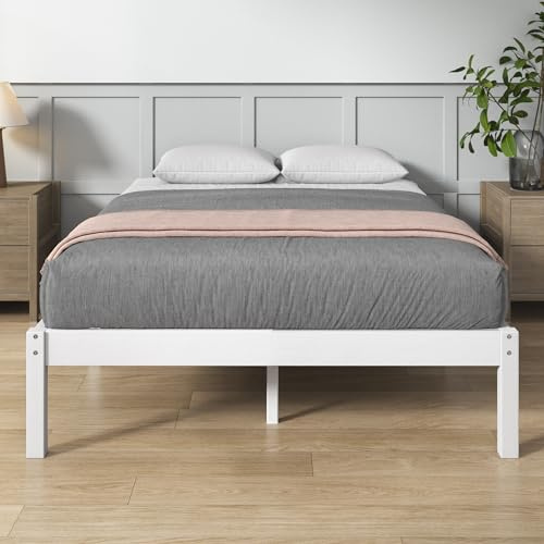 Zinus Ellie Lit en Bambou 140x190 cm – Cadre de lit Moderne et Léger avec Sommier à Lattes en Bois - 35,5 cm d'Espace de Rangement sous Le Lit – Blanc