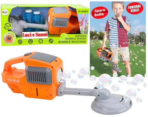tagliaerba giocattolo decespugliatore per bambini con macchina spara bolle di sapone gioco giardinaggio con SUONI e LUCI gioco bambini