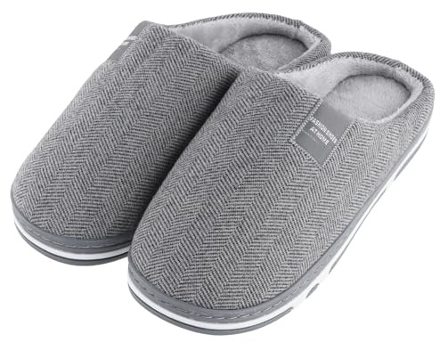 Amexo Zapatillas de Casa Cómodo Unisex, Pantuflas Cálido de Invierno, Zapatillas de Felpa Suave (Gris, Adulto, Hombre, 44, Números (rango), Sistema tallas calzado EU, 45, mediano)