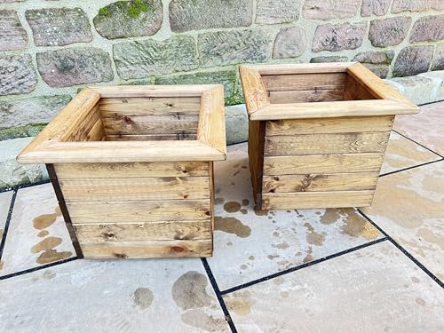 Charles Taylor 2 Piece Large Square Wooden Garden Planter L470xW470xH390mm