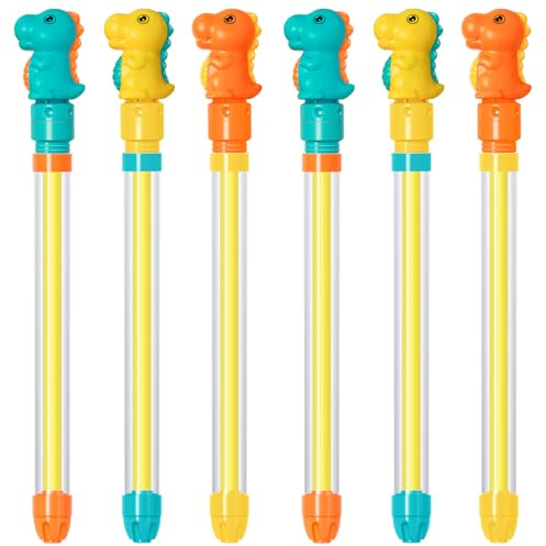 Kids Dinosaur Squirt Toys- 6 Pack Water Guns For Boys & Girls Outdoor Play- Water Soaker Blaster Squirt Guns, Water Shooters for Kids Bulk Summer Outdoor Swimming Water Game Play Toys