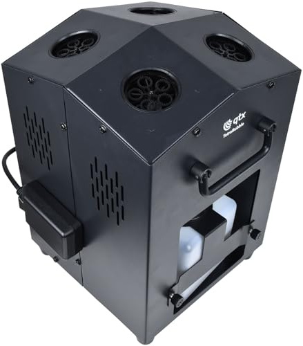 QTX Machine à Bulles Tetra | Machine à Bulles Professionnelle à 4 Roues à Haut rendement avec télécommande sans Fil et réservoir de 1,2 L | Générateur de Bulles Portable pour fêtes, Mariages