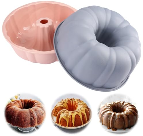 TESSTSY 2 stycken Gugelhupfformar silikon, Gugelhupfform, 25 cm, bakform, Gugelhupf, silikonbakform, Gugelhupf, stor kakform, gugelhupff, för tårtor, gudmat