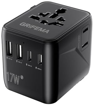 GRIFEMA Adattatore universale da viaggio 6 in 1