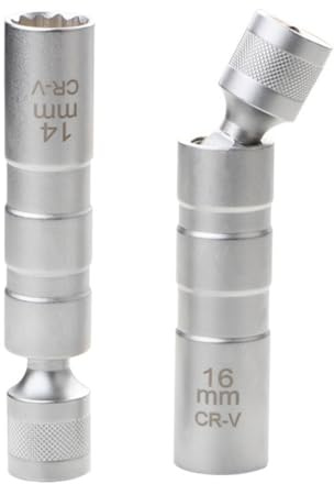 AEKZOX 2 pezzi Chiave Candele Magnetica Presa per Candela di Accensione Muro Sottile, Chiave per Candele Auto, per la Maggior Parte delle Auto, 14 mm 16 mm