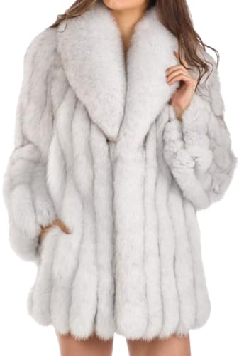 Parka en fausse fourrure duveteuse pour femme, manteau d'hiver épais et