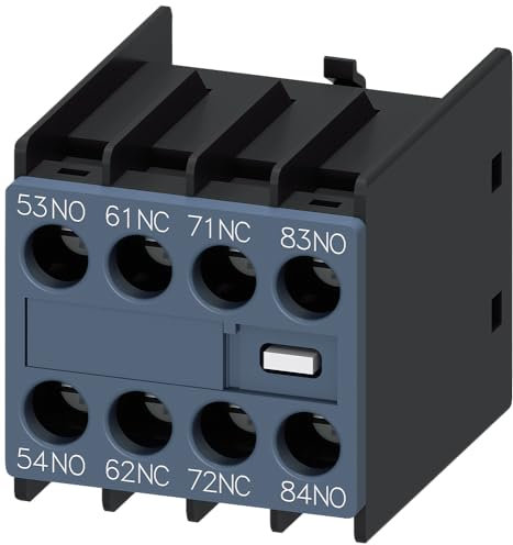 Siemens 3RH2911-1GA22 AUX.Switch Block,Front,2NO+2NC, Curr.Path, 1NC, 1NO, for CONTACTOR RELAYS, SZ S00, Screw Terminal 53/54,61/62,71/72,83/84 F. 3RH2140 / 3RH2440 (EN 50011), White