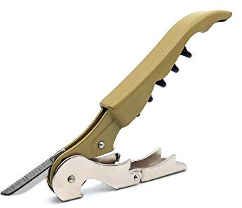 Pulltap's Genuine Classic 500 Waiter's Corkscrew – Double-Hinged Wine Key with Hinged Foil Cutter – Patented Design – Made in Spain – Olive Green (Verde Oliva)