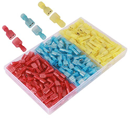 GTIWUNG 200Pcs Terminales de Crimpado, Terminal de Conector de Cable Completamente Aislado, Pala de Crimpado Macho & Hembra, Conectores Eléctricos, Terminales Faston, Conectores Macho de Espada