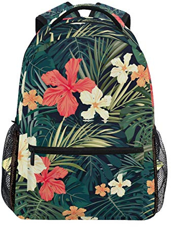 Sac à Dos d'école de Fleurs Tropicales d'hibiscus pour Sac de Voyage pour Enfant de Filles, garçon