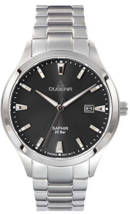 Dugena Herren-Armbanduhr Tresor Master, Quarz, Edelstahlgehäuse, Saphirglas, Edelstahlarmband, Doppelfaltdrückerschließe, 20 bar