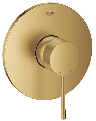 GROHE Essence – Miscelatore doccia a leva singola a incasso (corpo esterno, leva in metallo, cartuccia ceramica 46 mm, senza set di incasso), finitura Oro spazzolato. Codice prodotto: 24057GN1.