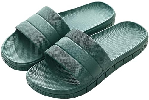 Harrms Herren/Damen Badeschuhe Hausschuhe Slippers Sommer Slide Pantoletten Badelatschen Strand Indoor/Outdoor rutschfest Baden Unisex Einfarbig, Armeegrün, 40/41 EU
