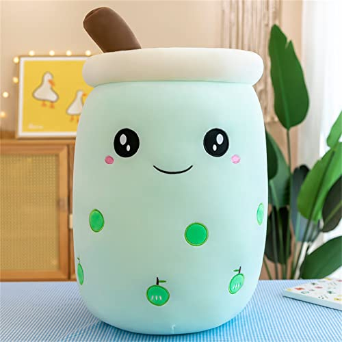 HICAS Bubble Tea Kuscheltier,Cartoon Plüschpuppen Lustiges Milchtee Softpuppe Teetasse Kissen Bubble Tea Plüschtier Kinderspielzeug Geburtstagsgeschenk 35 cm/13.7 inch,Grün A