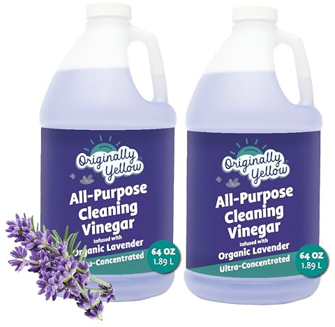 Originally Yellow, Vinagre blanco destilado para limpieza | Concentrado de vinagre de limpieza multiusos | Infundido con lavanda orgánica | 64 onzas x 2 piezas